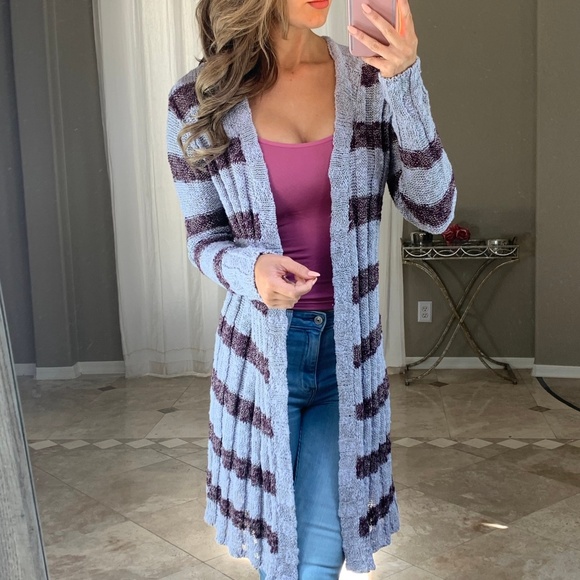 Free People Sweaters - Free People Knit Striped Longline Cardigan Duster